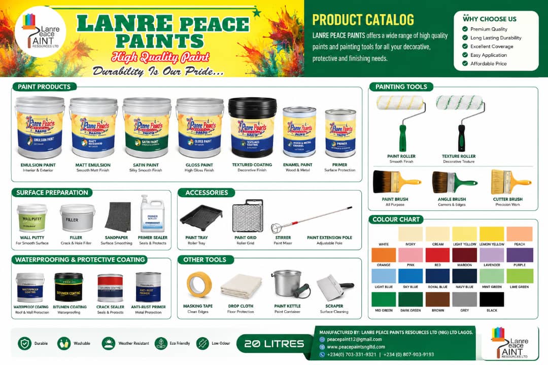 Lanre Peace Official Product Catalog - Page 1
